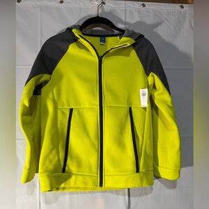 Kids Old Navy Techie Fleece Yellow and Gray Jacket NEW Size Large(10)